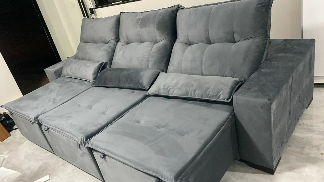 Sofá Modular Cinza Confortável e Espaçoso64673644511363121