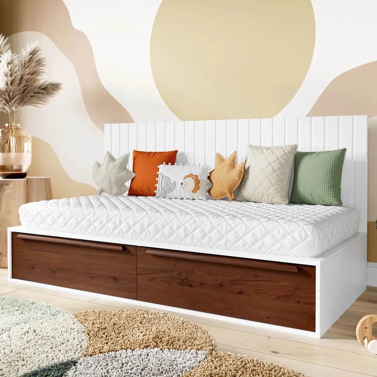 Cama Infantil Branco com Painel Sambalelê