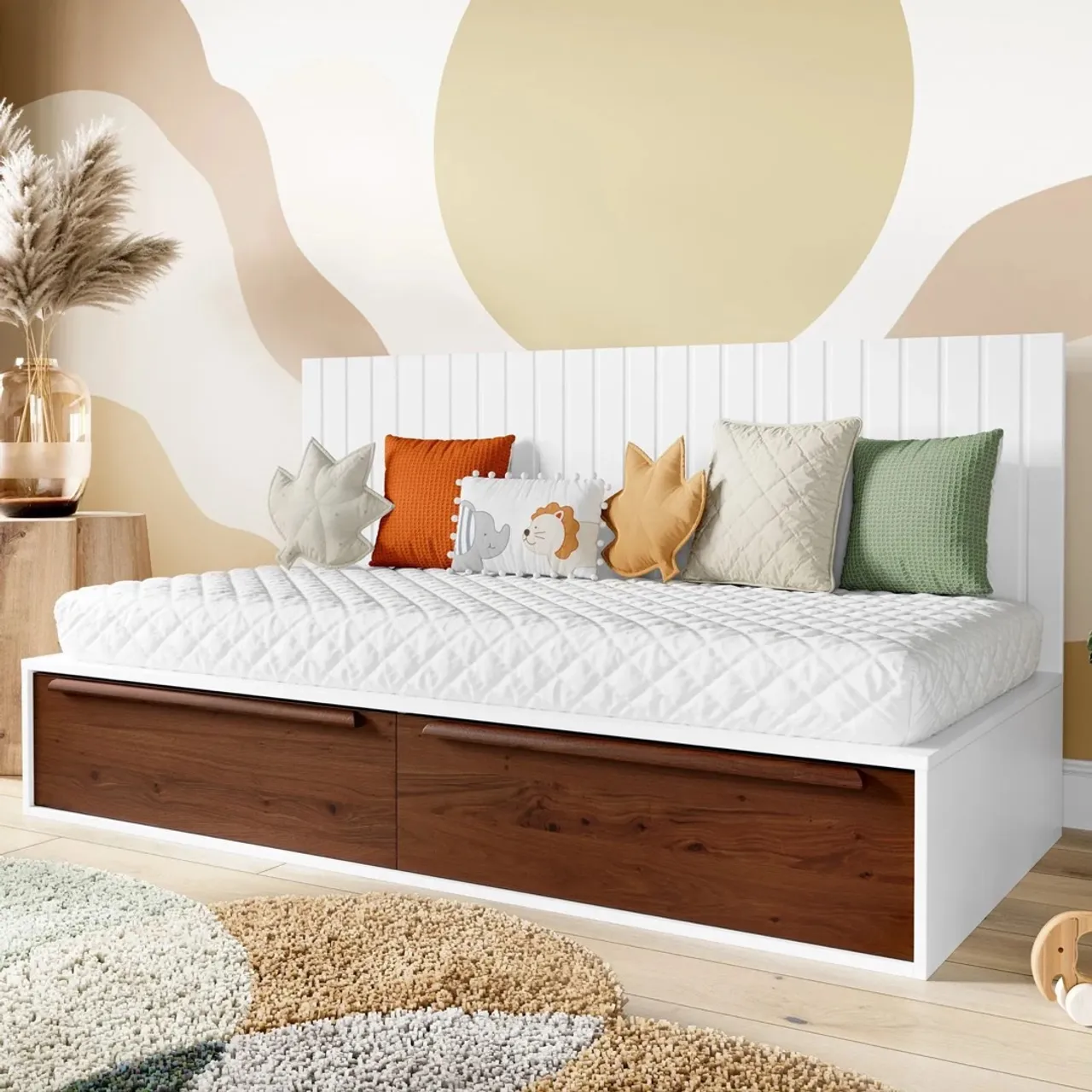 Cama Infantil Branco com Painel Sambalelê