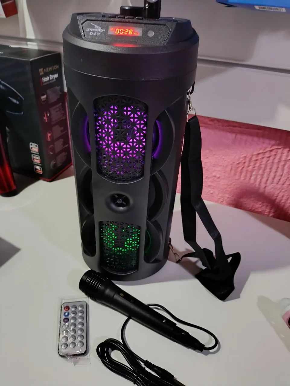 ? SALDÃO ?Caixa de Som Portátil com Microfone e BLUETOOTH MICROFONE GRANDE 