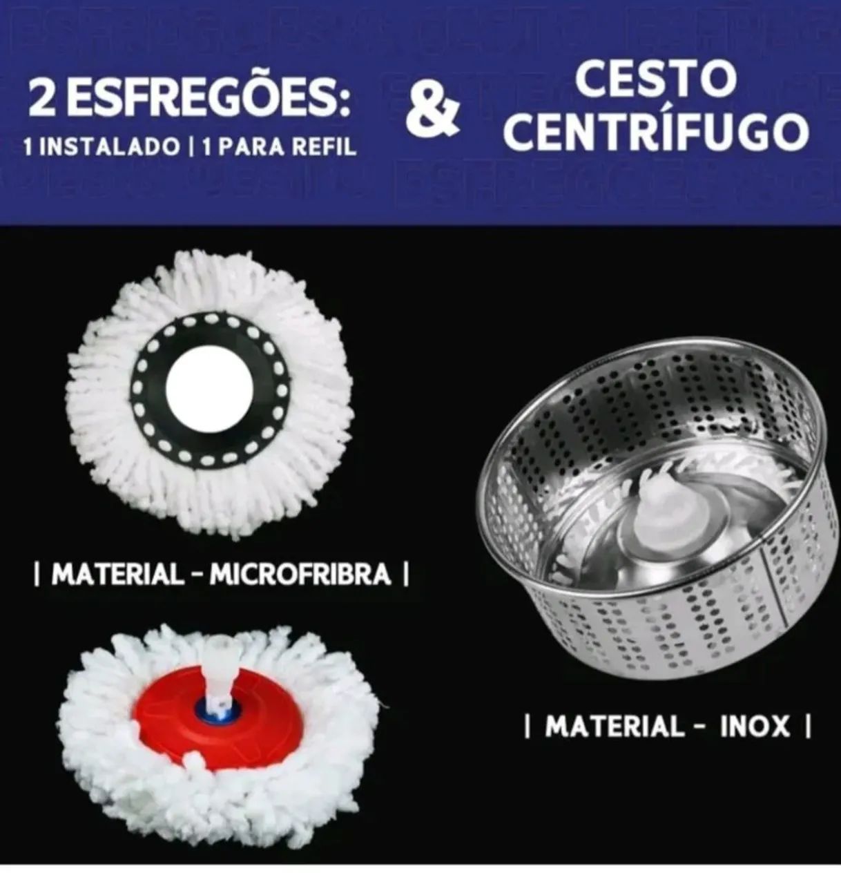 Kit de Limpeza Completo - Rodo Mop Giratório - Foto 3