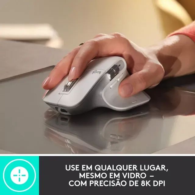 Mouse Sem Fio Logitech MX Master 3S Cinza Claro - Foto 5