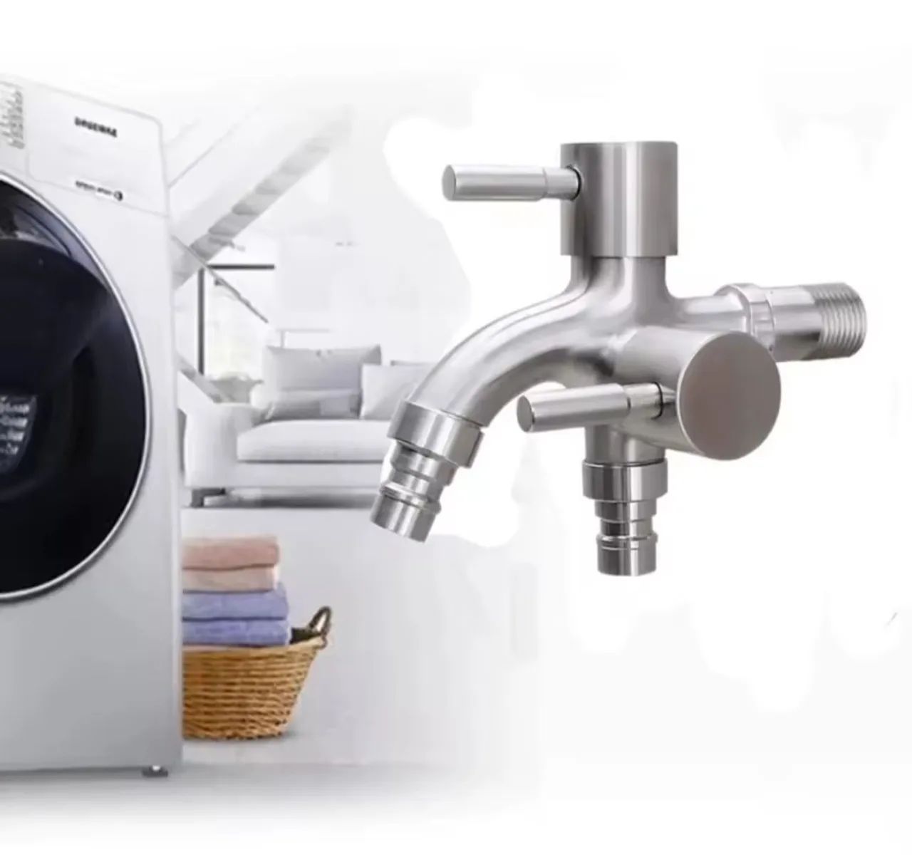 Torneira Dupla para Cozinha em Aço Inox - Nova - Foto 4