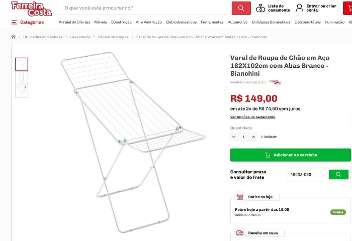 Varal de chão com abas