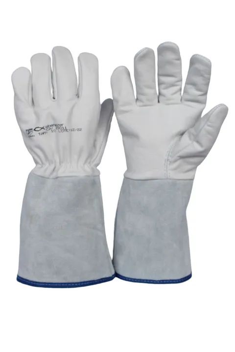 Luva de Couro Vaqueta Punho 15cm Cano Longo Tam 10 EPI - Foto 4