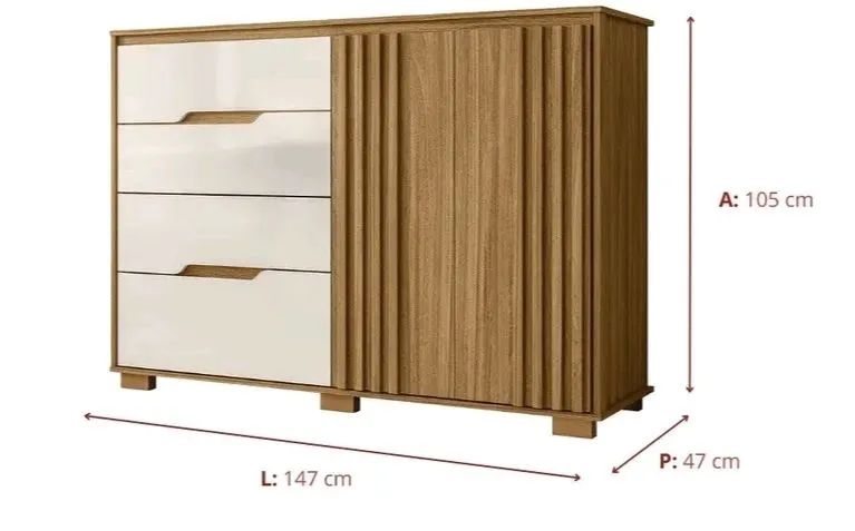 Comoda com 4 gavetas e portas ripada  - Foto 3
