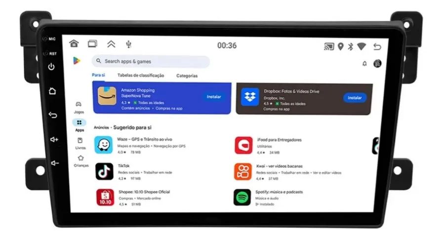 Multimídia Android 9 Pol. Carplay/A. Auto Grand Vitara 2008 a 2016 - Foto 5