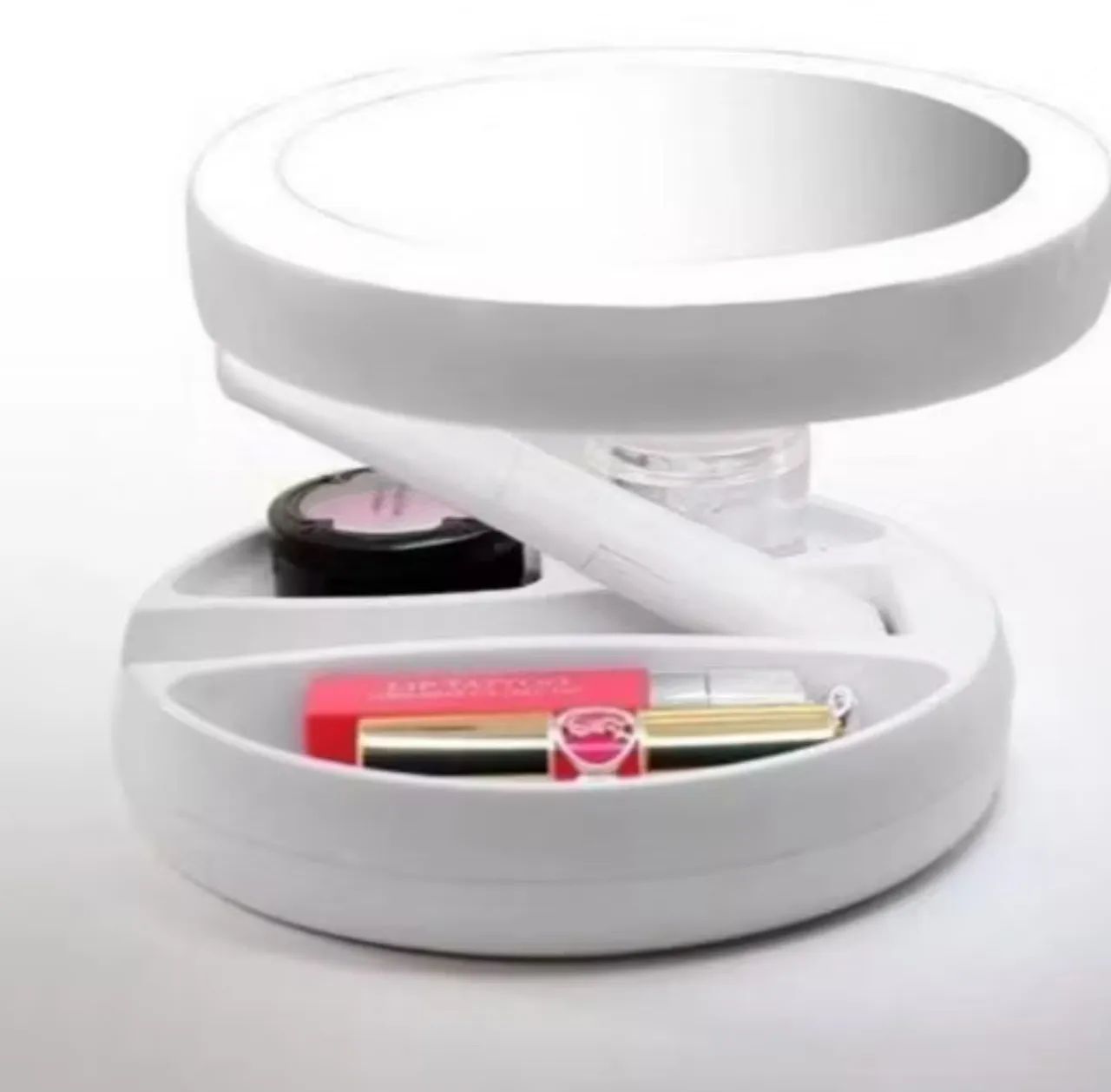 Espelho com Led De Mesa Com Aumento 10x Led luz Dobravel - Foto 2