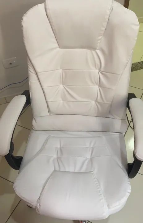 Cadeira De Escritório Presidente Reclinável Ergonômica - Branco - Foto 4