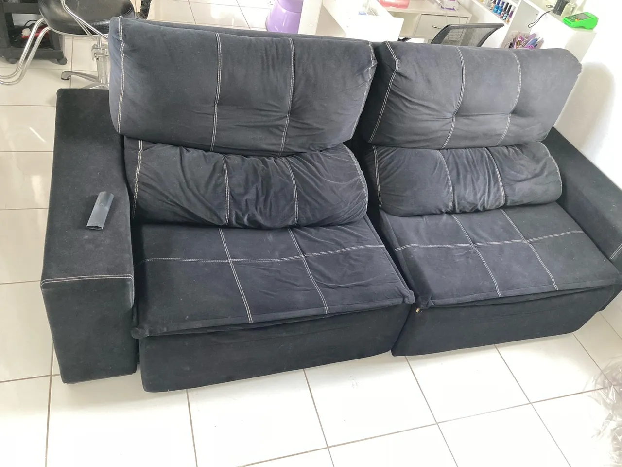 Sofá 2 Lugares Preto Confortável