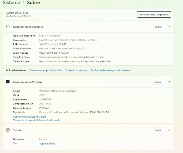Notebook gamer Idead Gaming3! Placa Nvidia 1650 dedicada ! IntelCore7