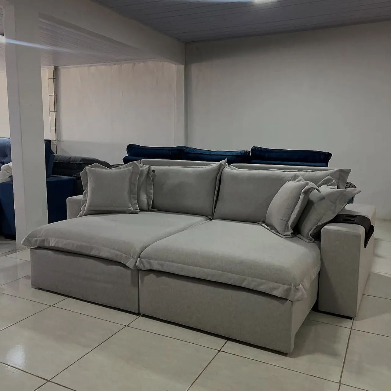 Sofá Retrátil e Reclinável 2.50cm Linho Cinza - Foto 3