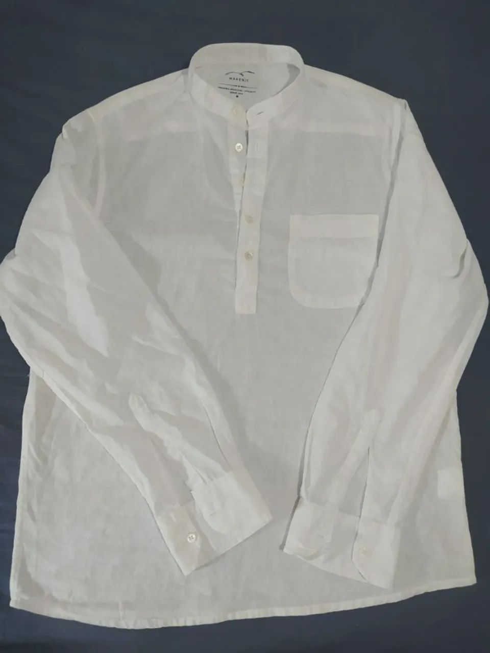 camisa makenji bata gola padre branco