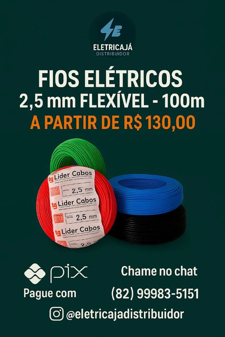 Fios elétricos 2,5mm flexível - 100m