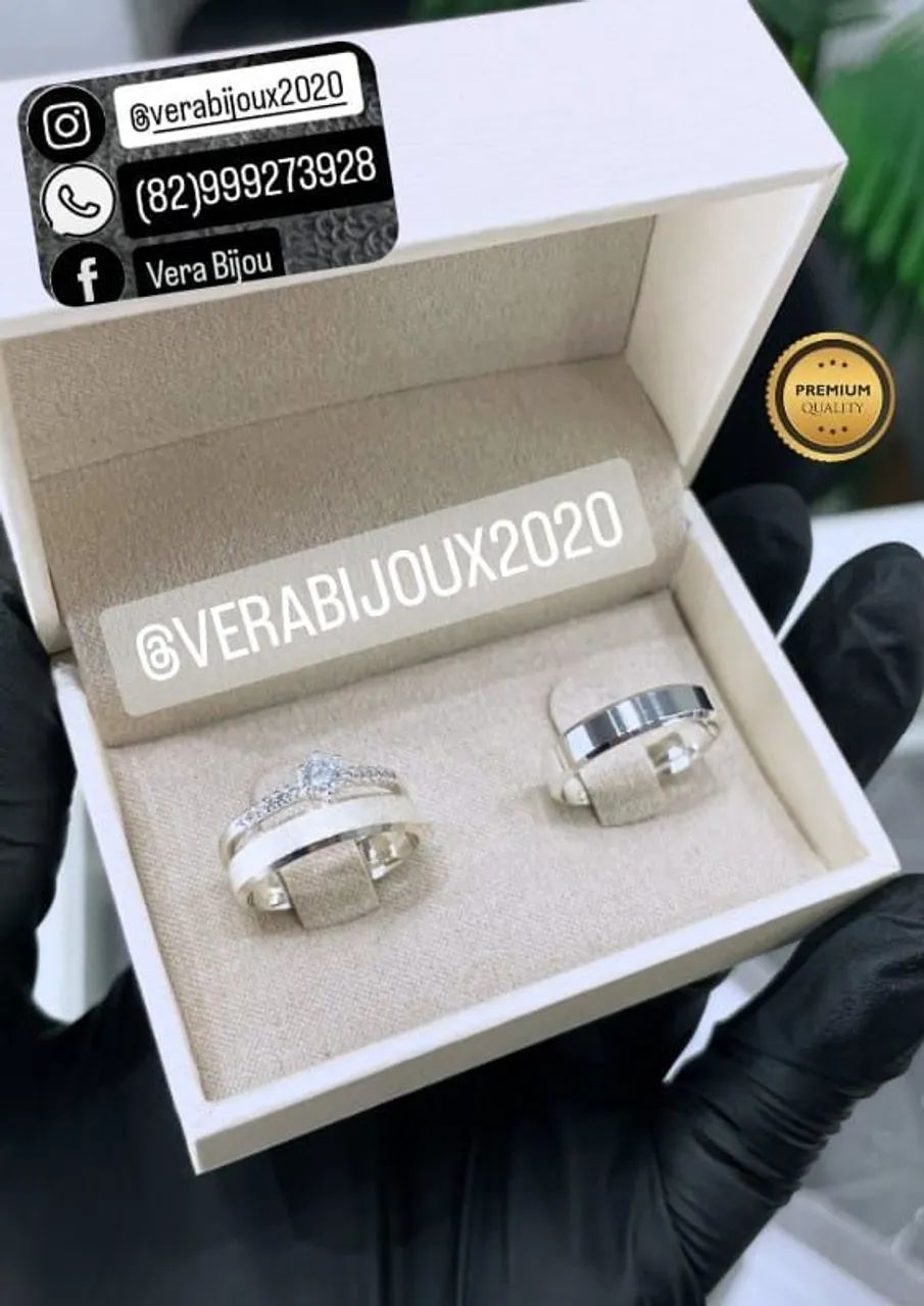 KIT TRIO DE ALIANÇAS NAMORO NOIVADO E COMPROMISSO  - Foto 5