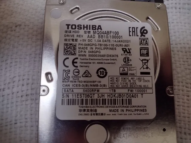 Hd Hitachi Mq04abf100 - 1tb Sata Iii - 5400 Rpm