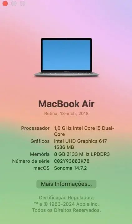 MacBook Air i5 1.6Ghz 128GB SSD 8GB RAM 13.3 2019 Cinza Espacial - Foto 2