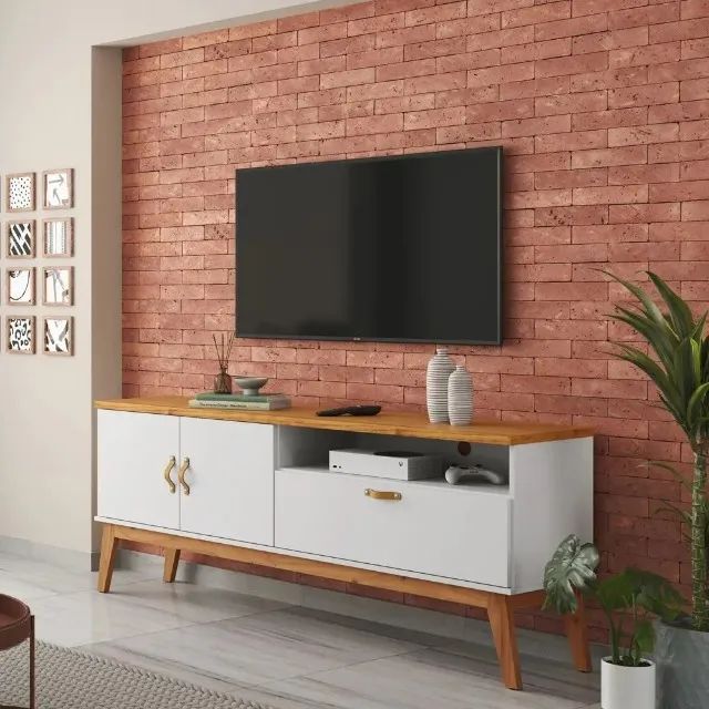 Rack Bancada Pés Madeira 1.36m P/TVs Até 55 Polegadas. Produto Novo Direto de Fábrica. - Foto 2