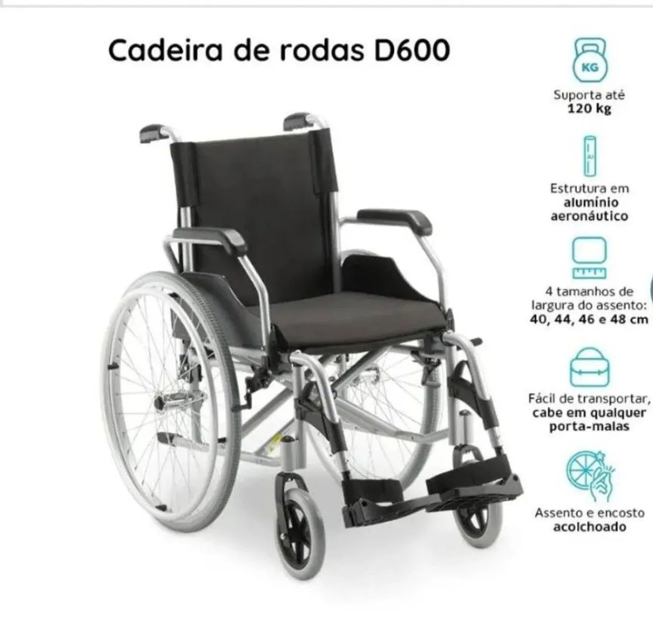 Cadeira de Rodas marca Dellamed-Modelo D600 T40 - Foto 5