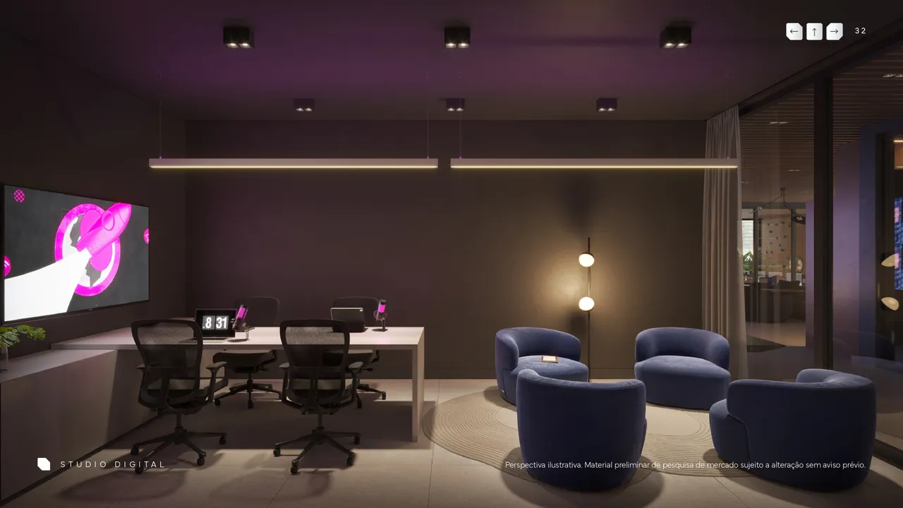 Apartamento studio de 36m² com varanda próximo ao centro da cidade com 1 vaga de garagem