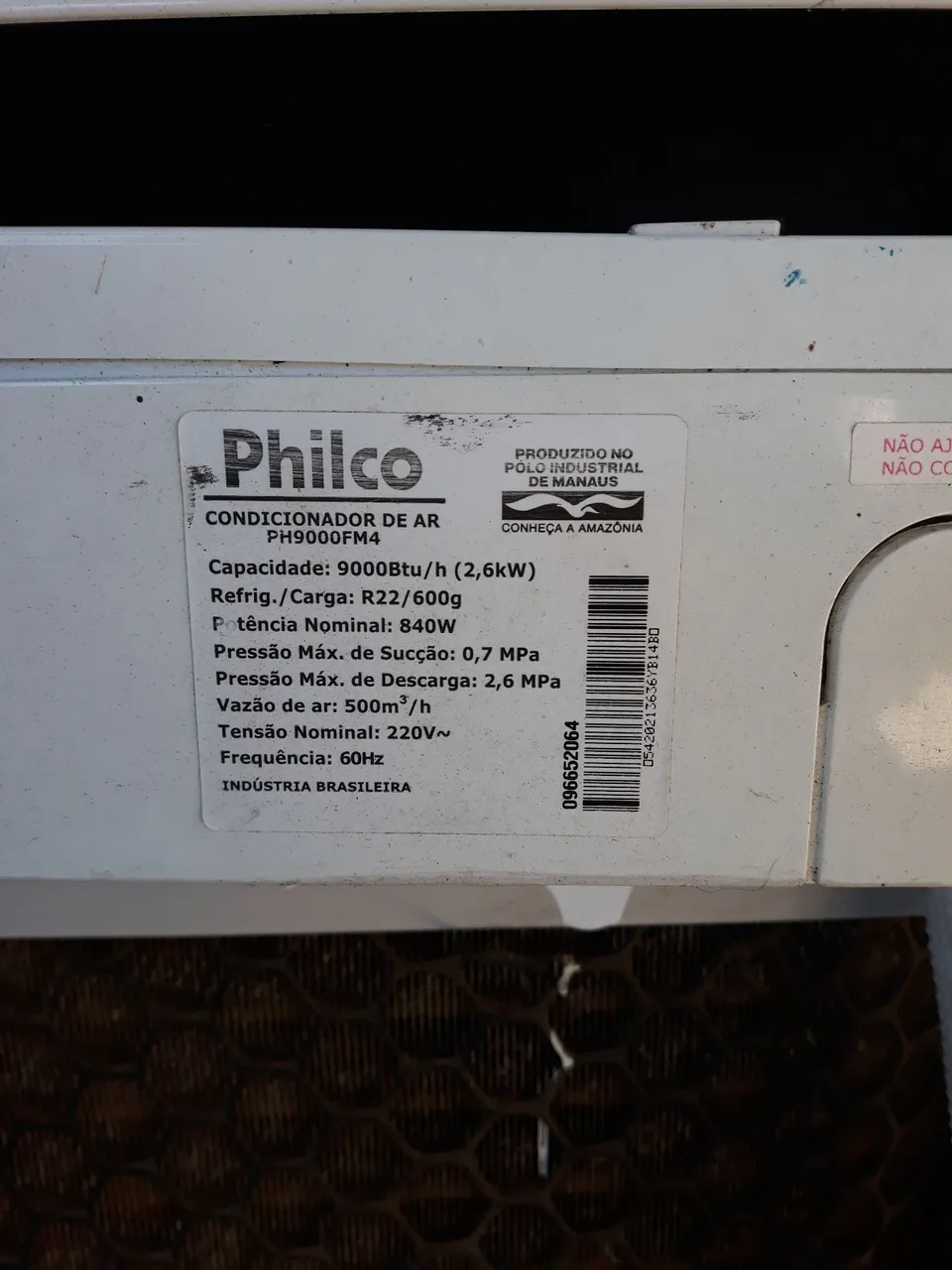 Ar condicionado philco 9000 btu