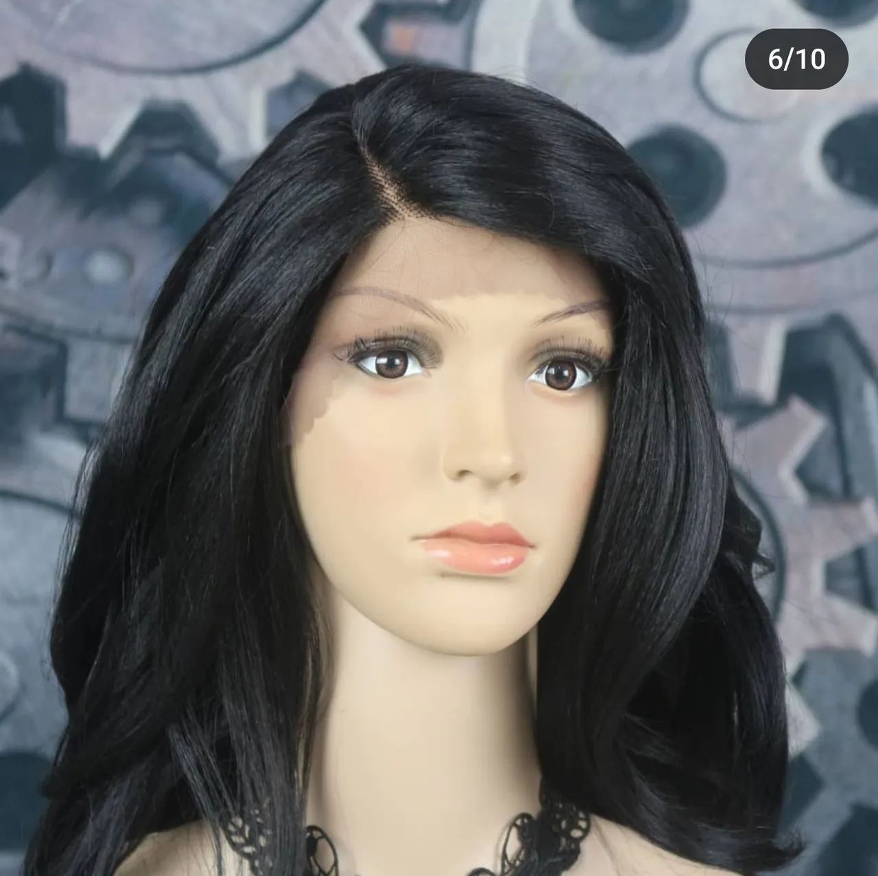 Peruca Lace Front Preta Fibra Premium - Foto 4