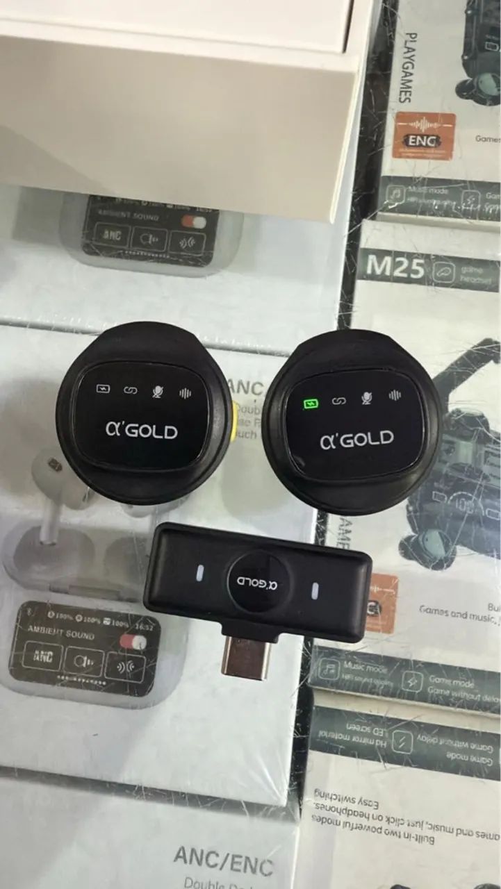 Microfone Lapela A?Gold Tipo C Sem Fio - Foto 4