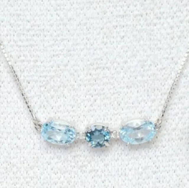 CONJUNTO COLAR E PULSEIRA,COM TOPÁZIOS E DIAMANTES,OURO BRANCO 18K 750,MARCA AUGUSTO JÓIAS - Foto 4