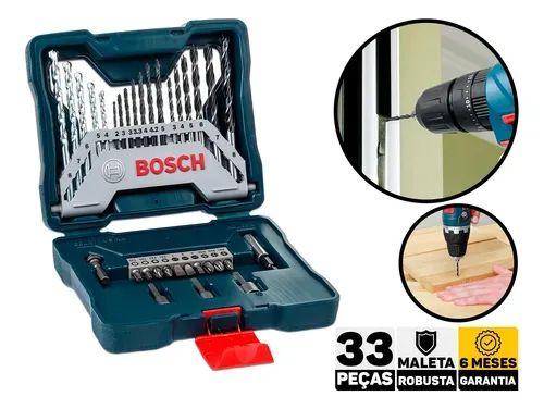 Furadeira de Impacto Bosch 450w + Kit de Brocas Bosch 33 Peças