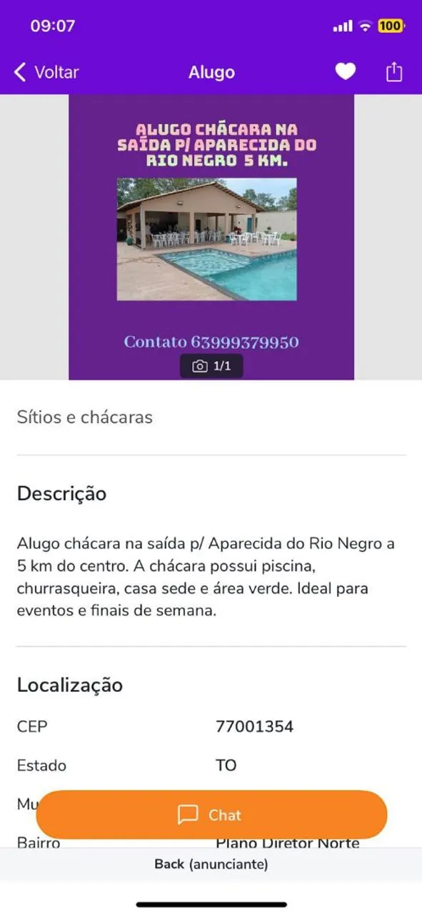 Alugo chácara
