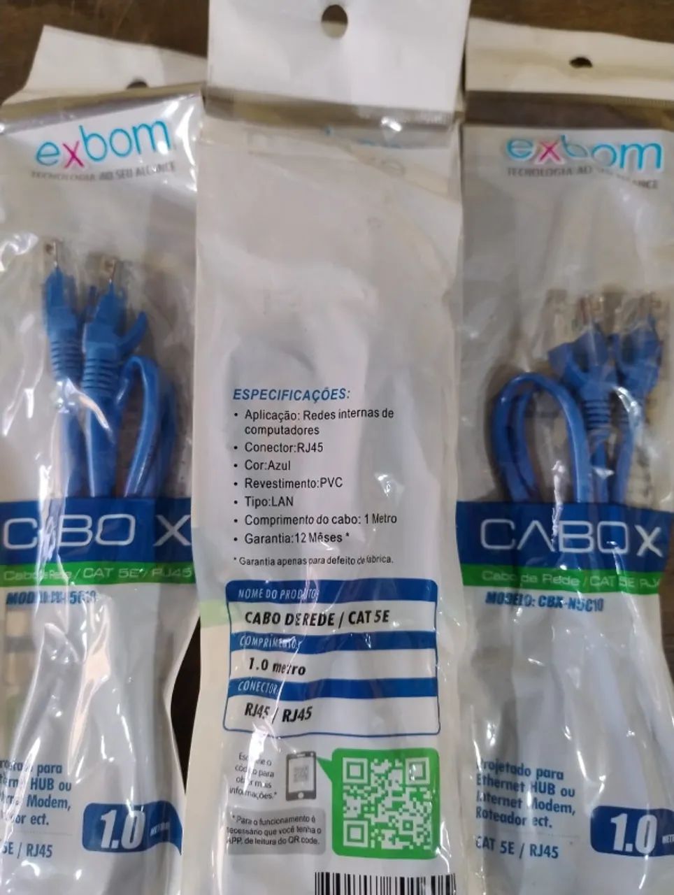 Kit c/ 04 Cabo De Rede 01 Metro cada Cat 5e RJ 45 Exbom - Foto 2