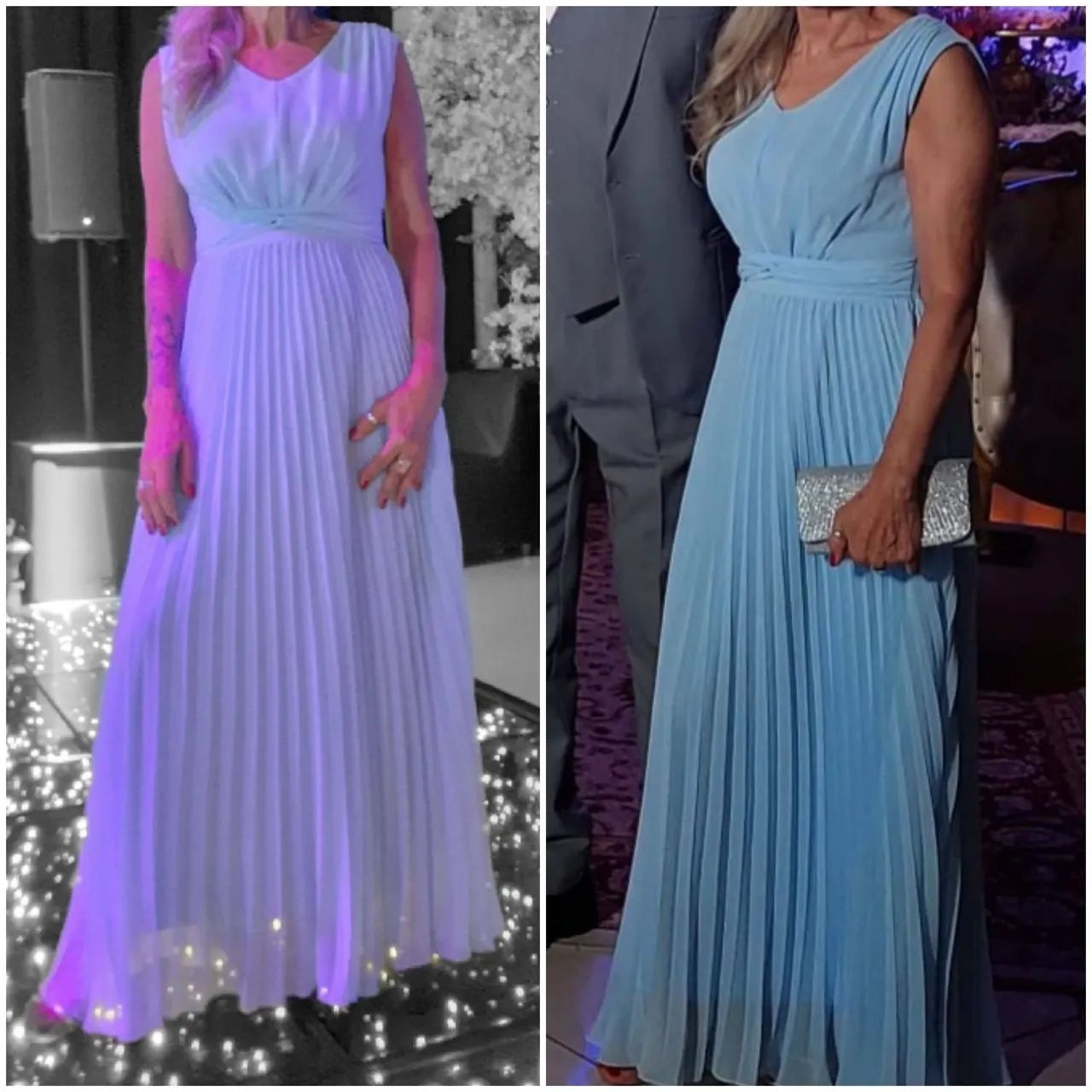 Vestido longo plissado azul claro - Foto 3
