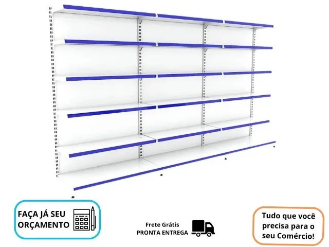 Gondola de Parede 2M de Altura 6 bandejas Nova Polar