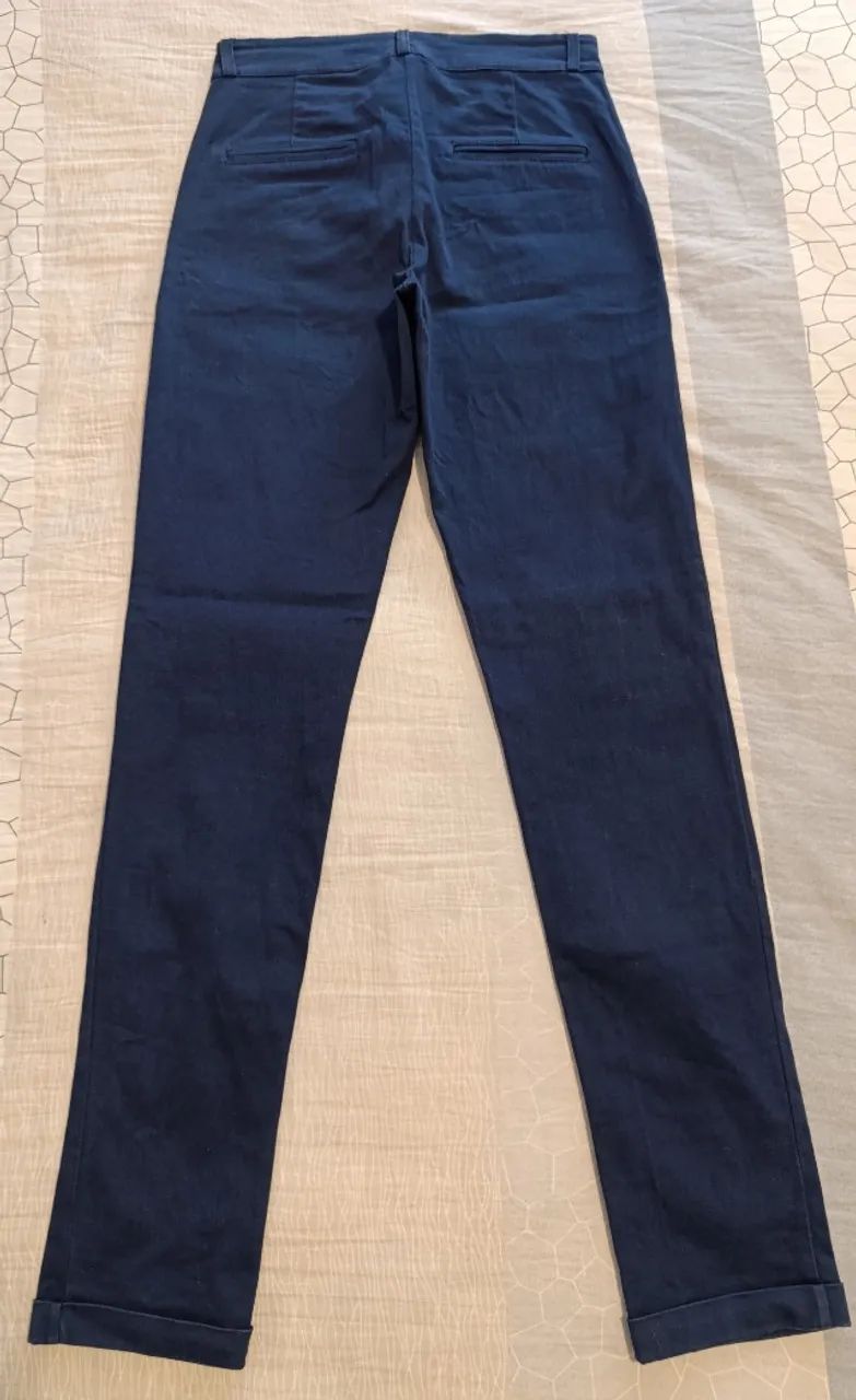 Calça de alfaiataria azul marinho (algodão e elastano) - Foto 2