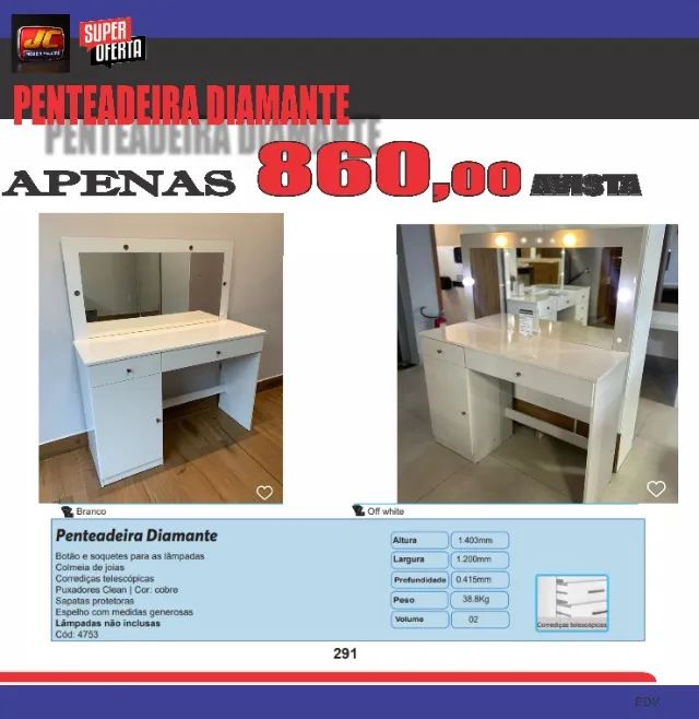 PENTEADEIRA DIAMANTE BRANCA