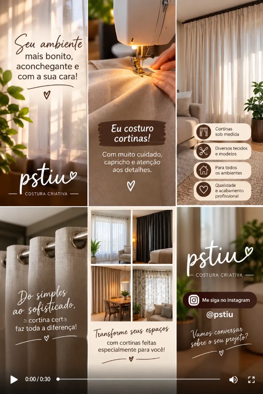 Cortinas sob encomenda.