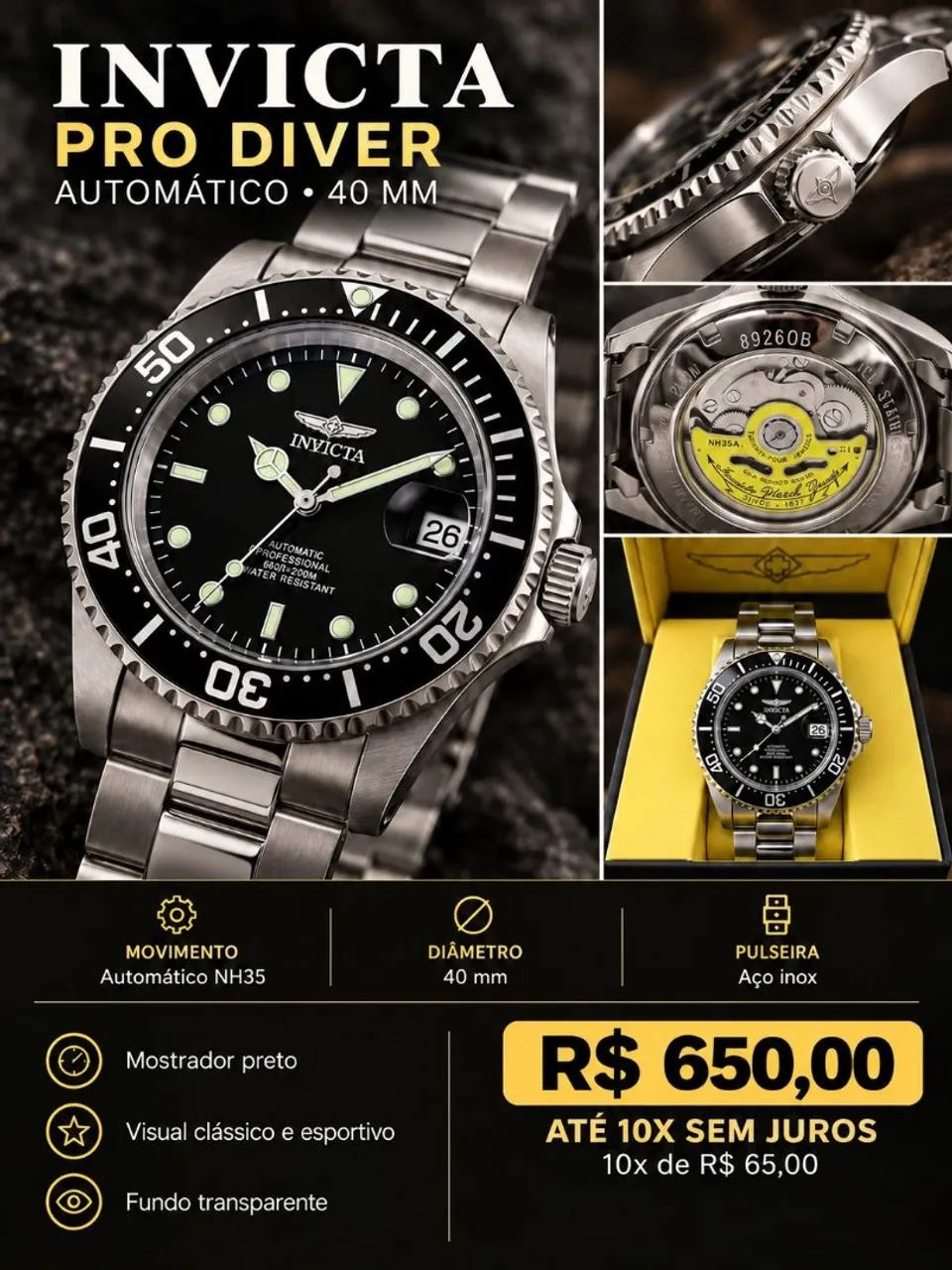 RELÓGIO INVICTA AUTOMÁTICO 