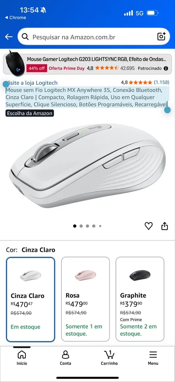 Mouse sem Fio Logitech MX Anywhere 3S - Foto 3