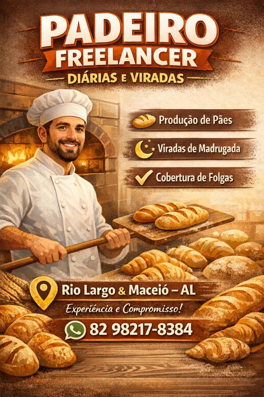 Padeiro Freelancer Disponível para Diárias e Viradas