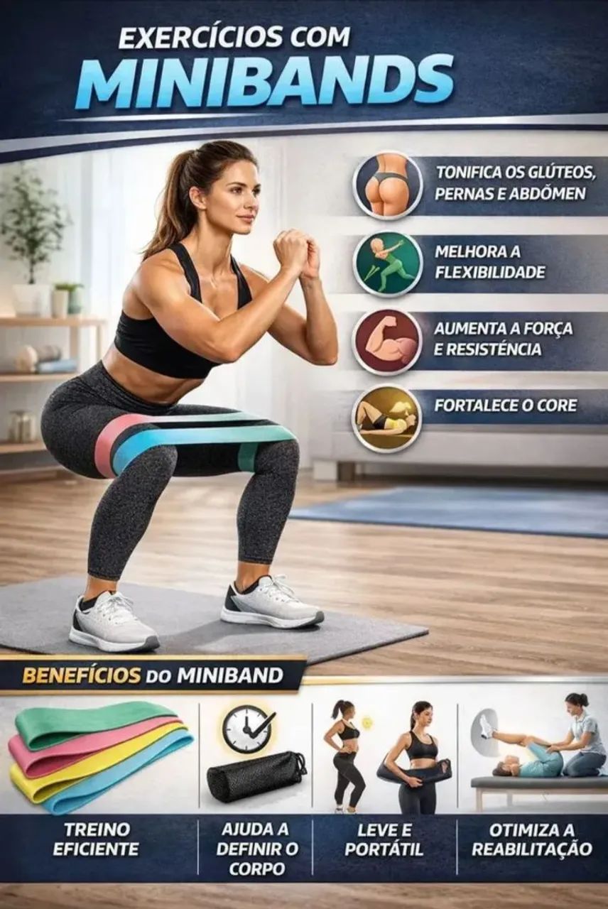 Kit com 5 Mini Bands. - Ginástica em casa