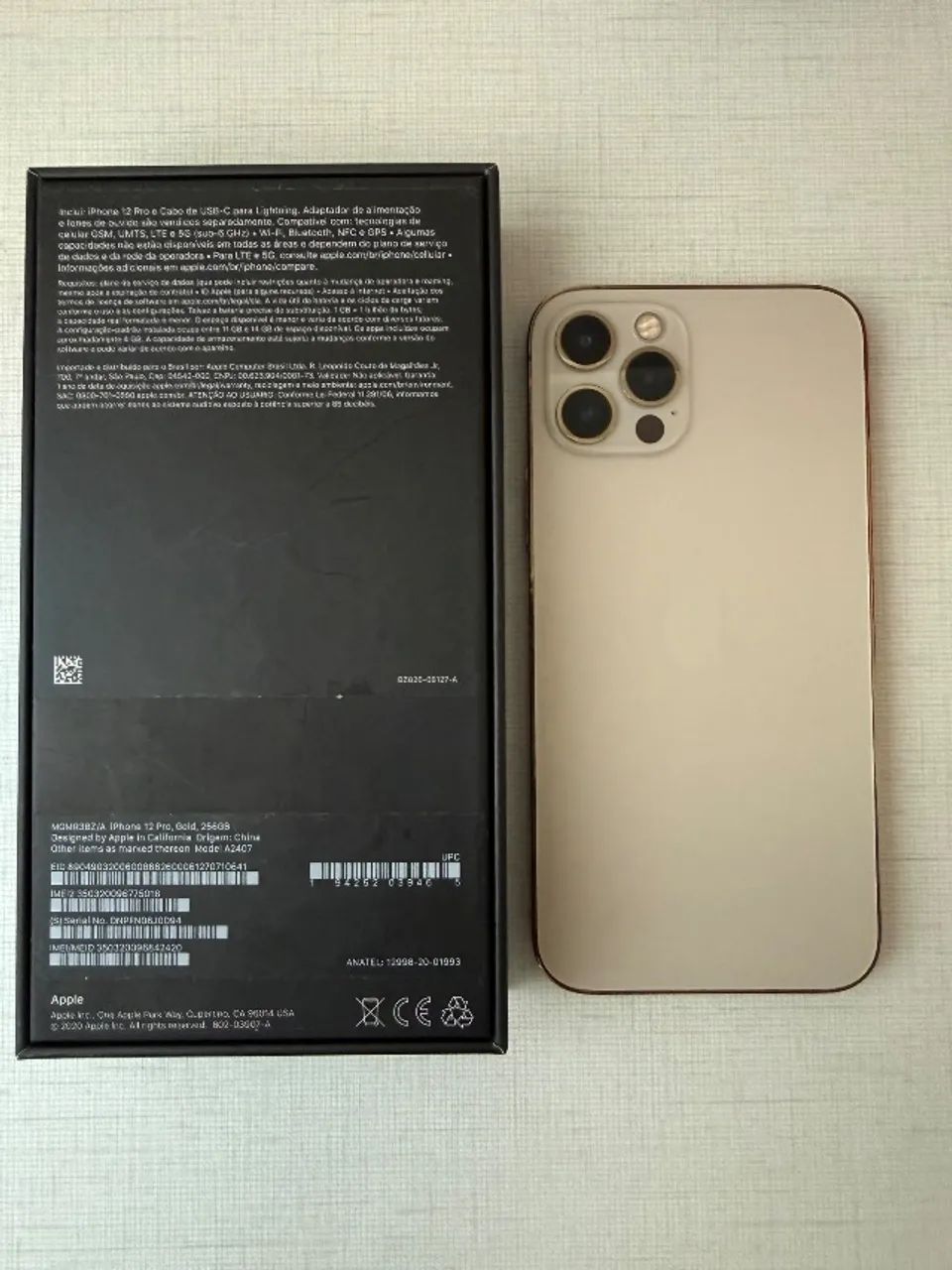 iPhone 12 Pro 256GB Gold | Caixa + Nota Fiscal + Cabo Novo