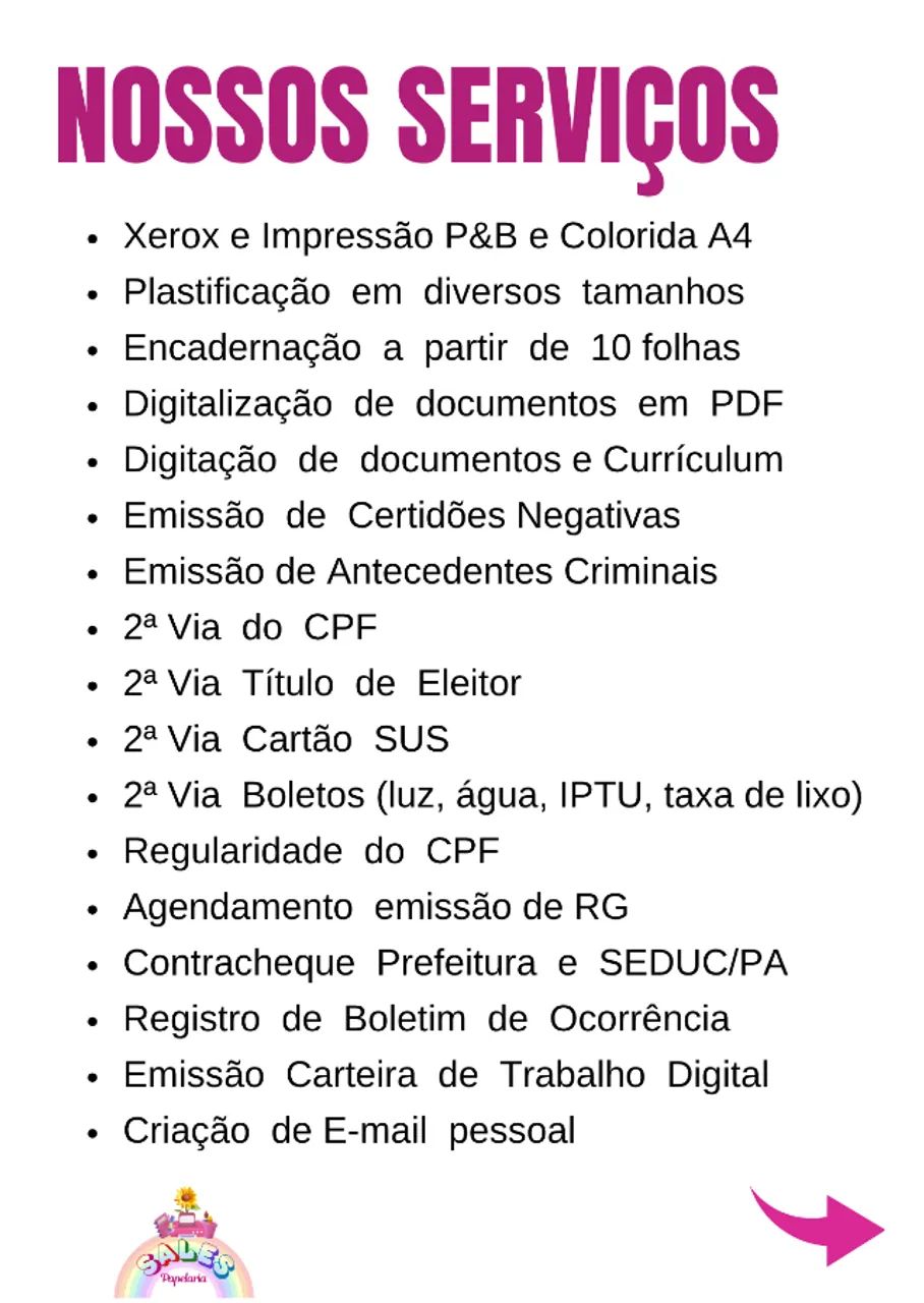Sales Papelaria (produtos e serviços)