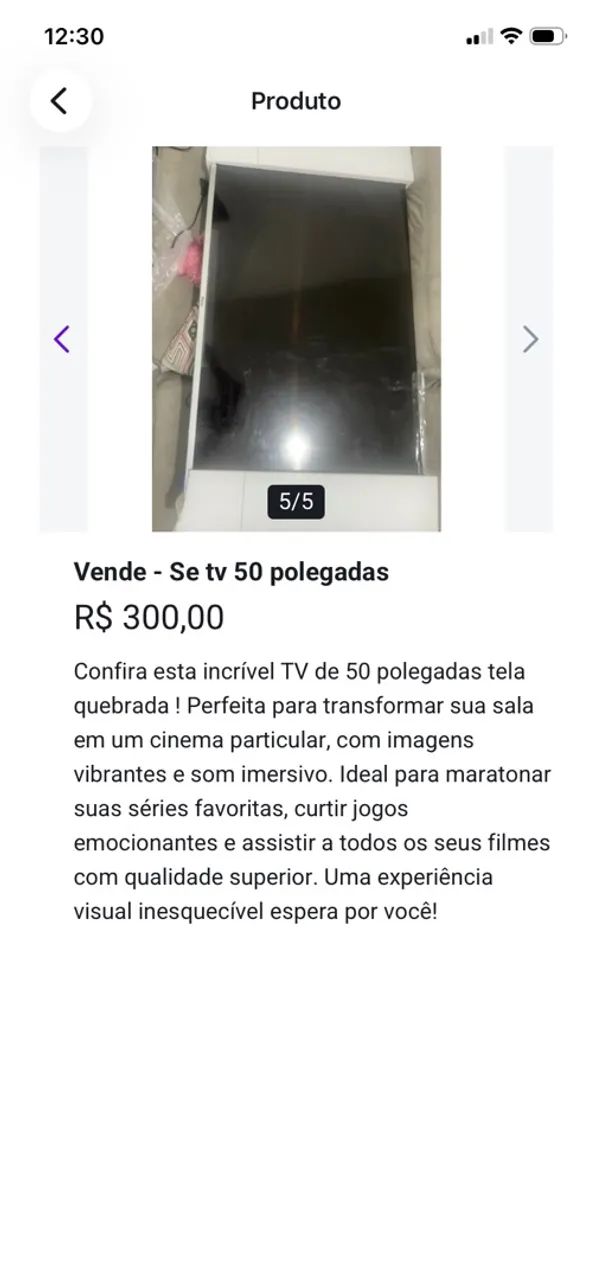 Vende -Se Tv Semi nova quebrou a tela 55polegadas 