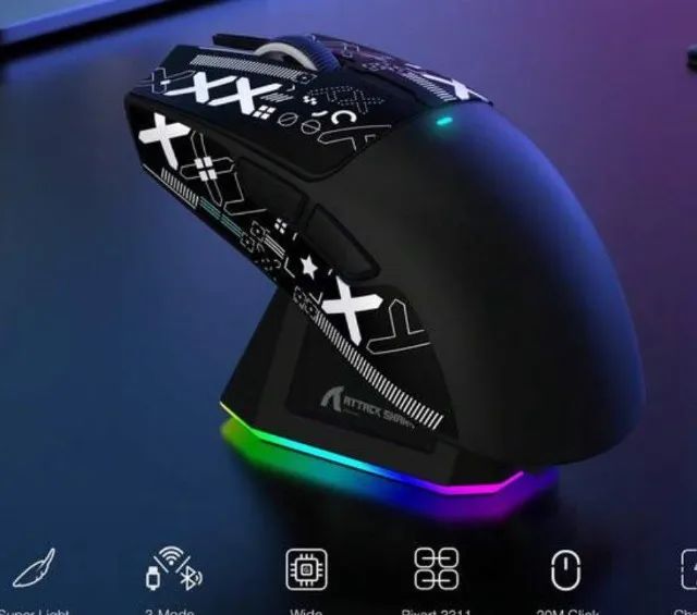 MOUSE GAMER SEM FIO COM BASE - ATTACK SHARK X11428513404985681925