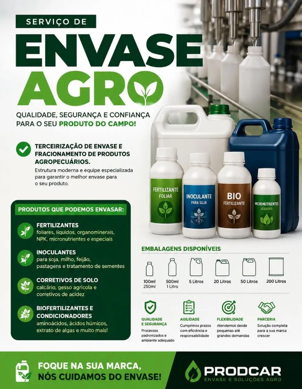 Envase e fracionamento para produtos (AGRO) 