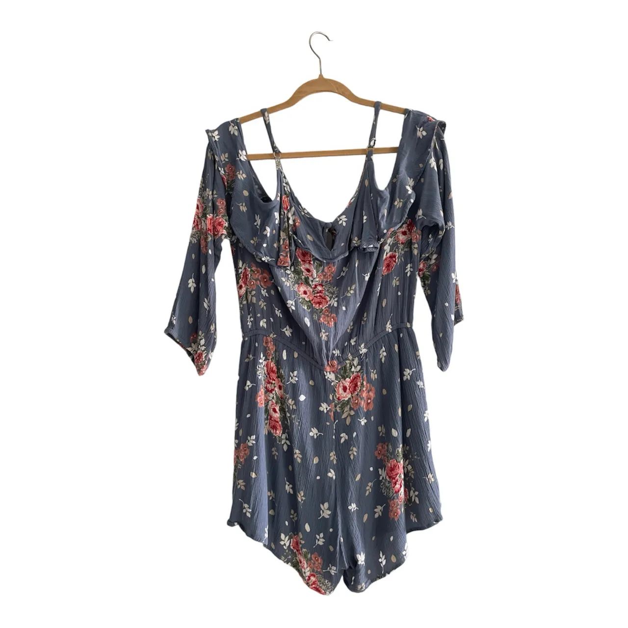 Macaquinho azul floral feminino  - Foto 3