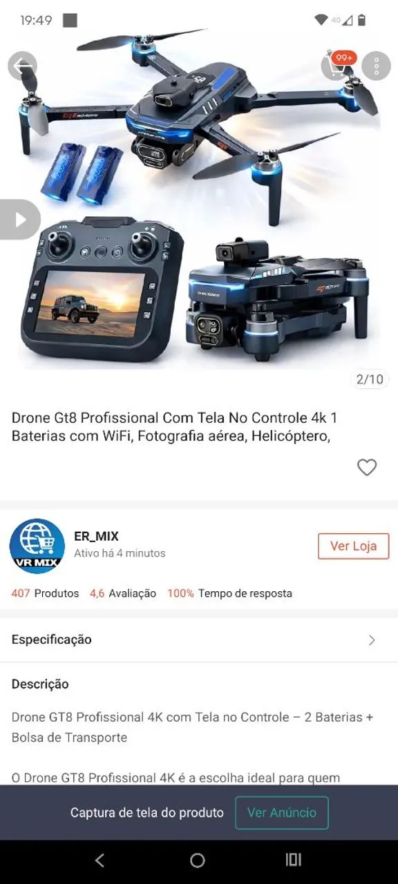 Drone GT8 com 2 Baterias - Foto 3