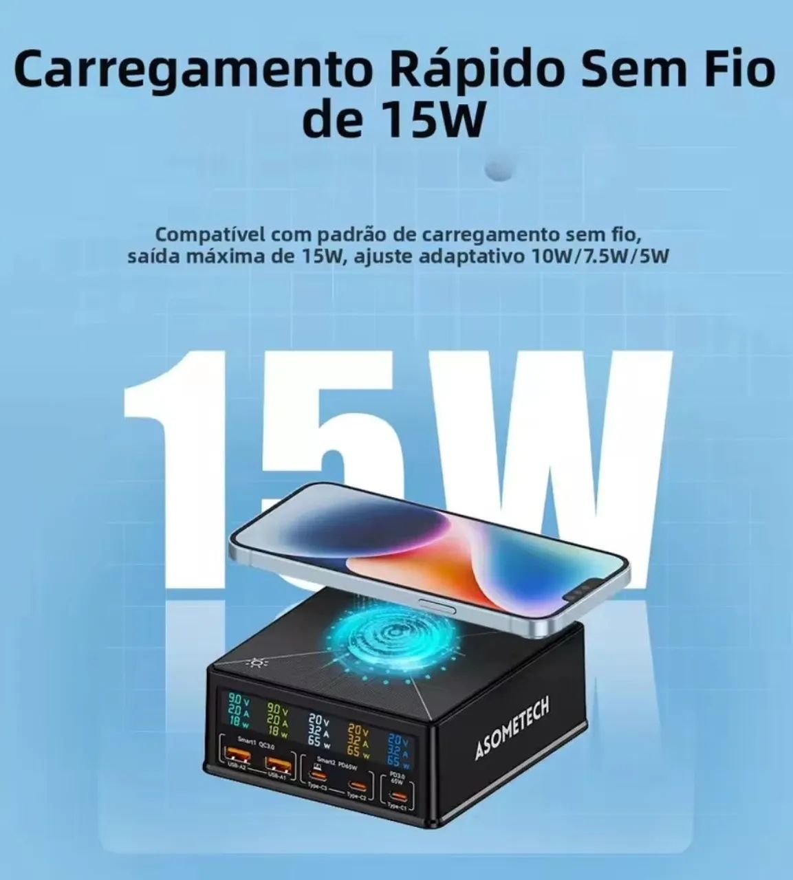Estação de carregamento ASOMETECH 160W Max 6 em 1 - Foto 2