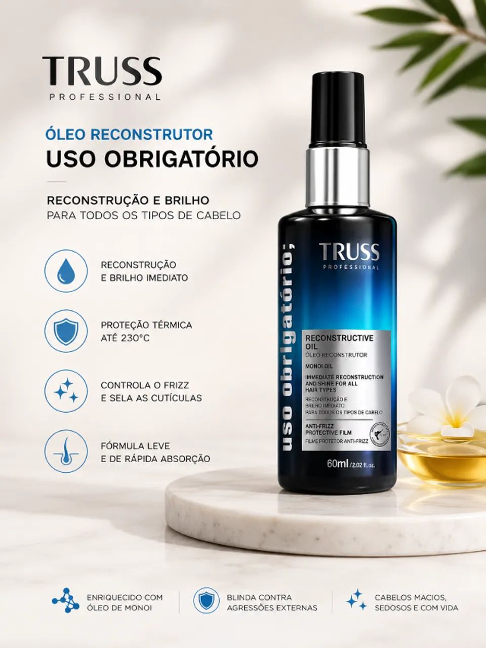 ÓLEO RECONSTRUTOR TRUSS USO OBRIGATÓRIO 60ml - Foto 2
