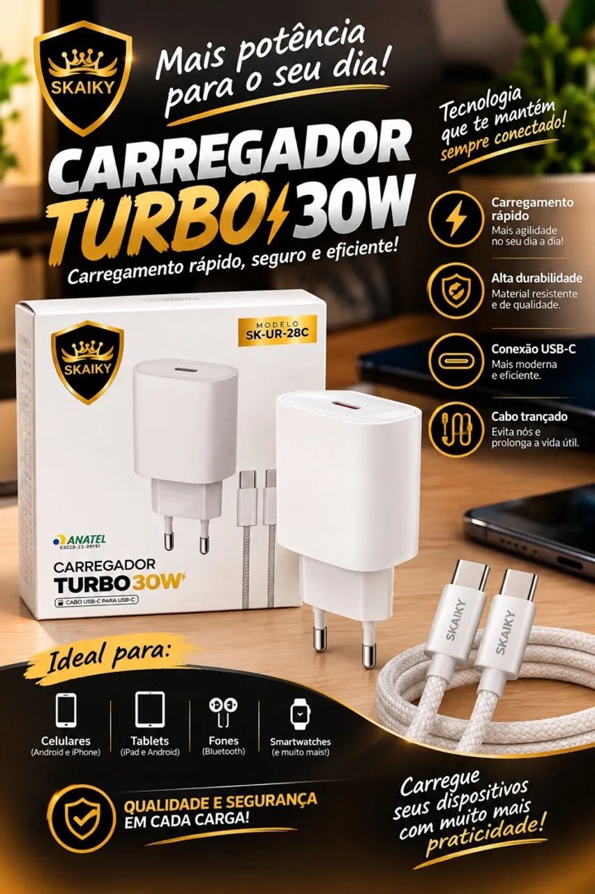 Carregador Turbo 30W Skaiky